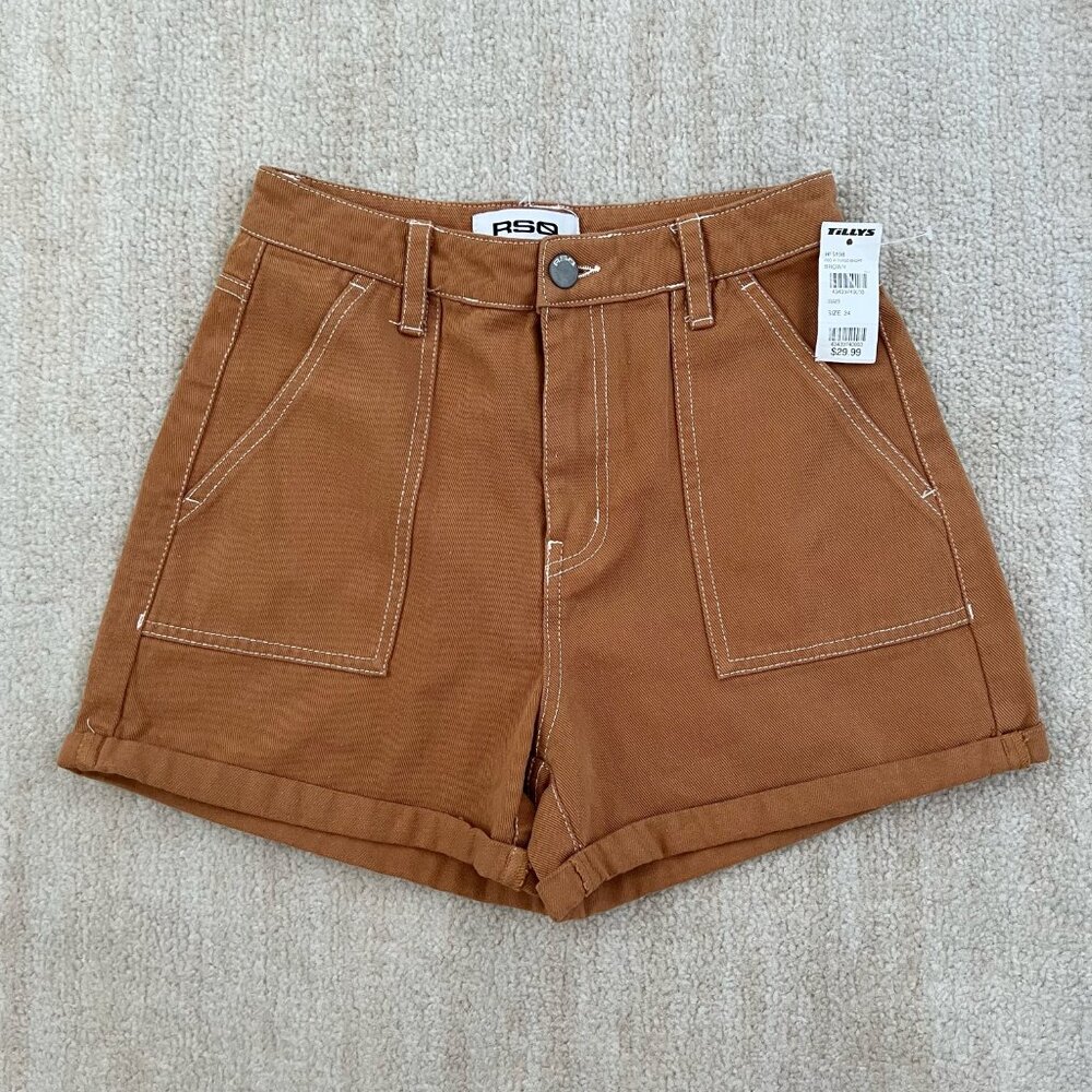 NWT Tillys RSQ High Rise Cargo Jeans Denim Shorts 24